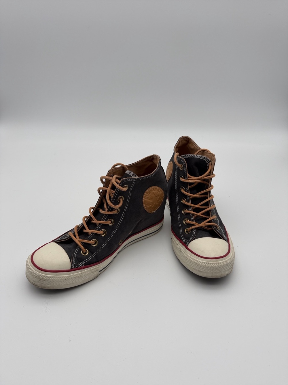 Converse All-Star High-Top WEDGE Dark Grey & Tan Canvas Sneakers